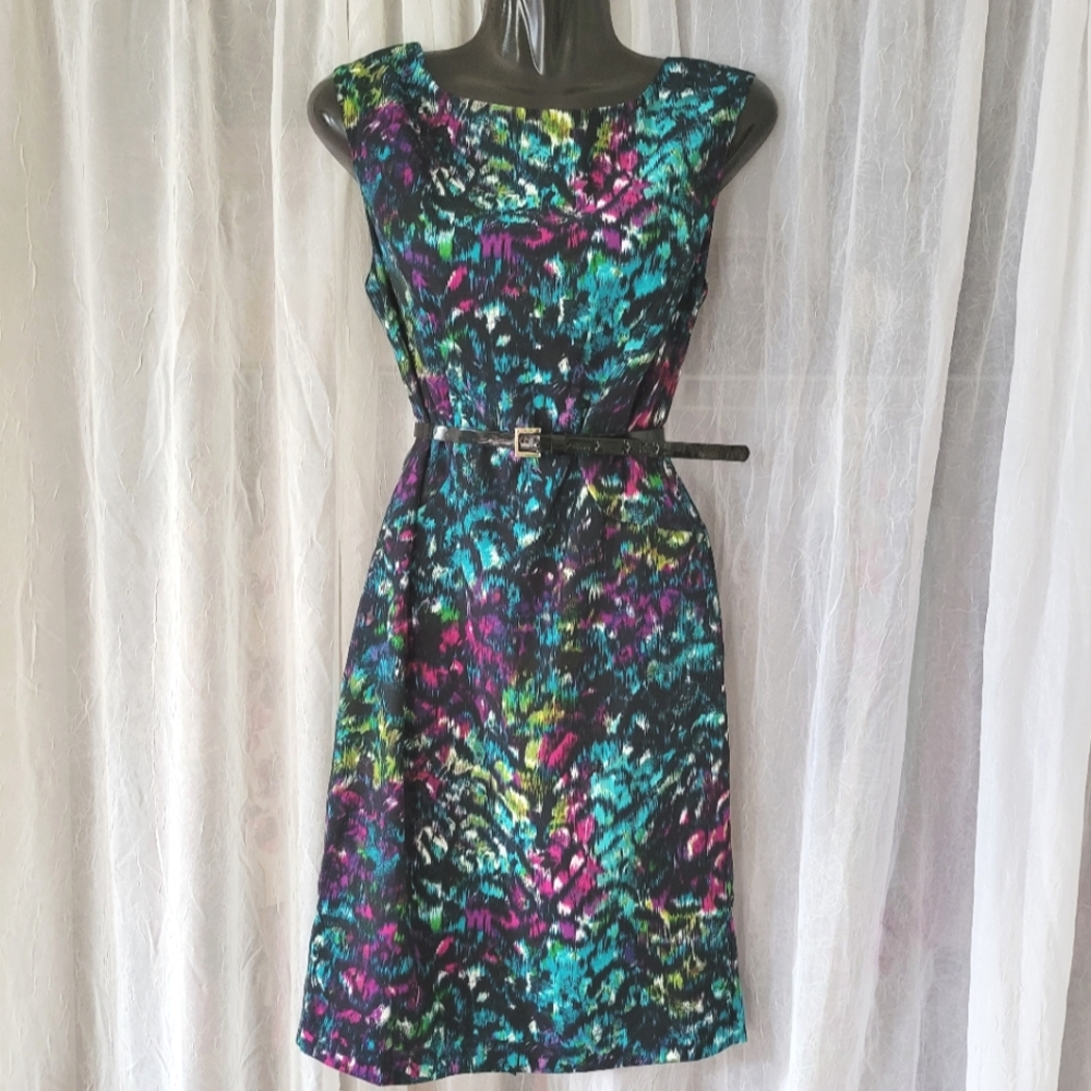 Teal colorful  sleeveless dress